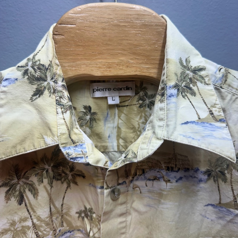 Vintage Pierre Cardin Hawaiian Aloha Shirt Mens L Palm Beach Tropical - Picture 4 of 9